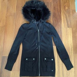 Armani Exchange Zip Up Faux Fur Hooded Sweatshirt, Size S